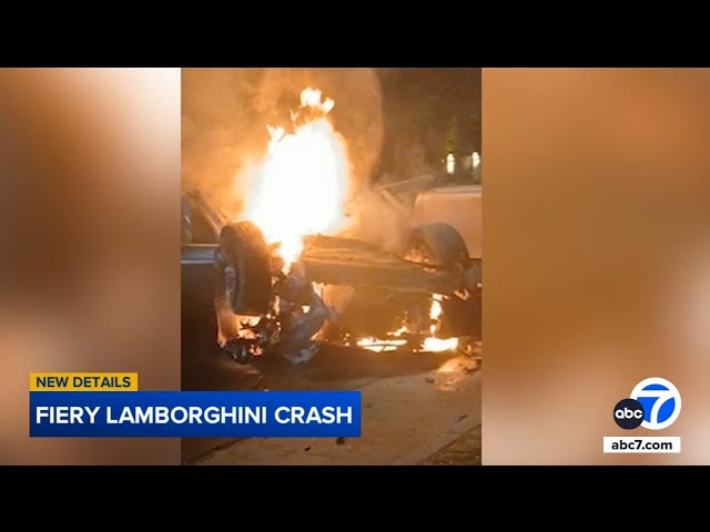 ⁣Fiery Lamborghini crash in Tarzana injures driver fleeing CHP