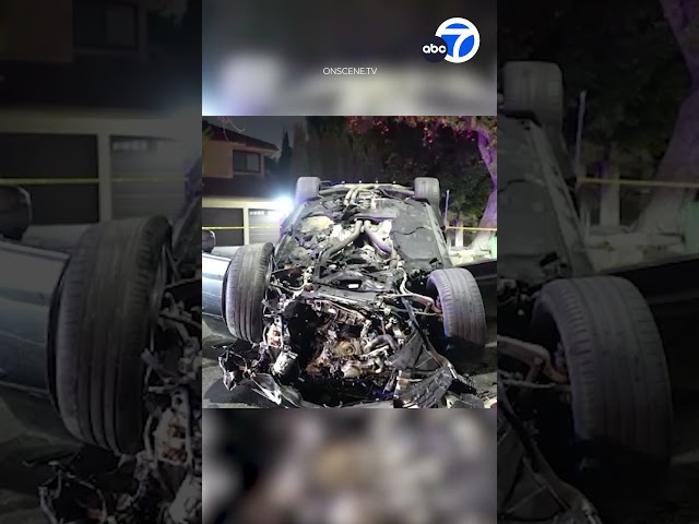 ⁣Lamborghini driver crashes in Tarzana after fleeing from CHP