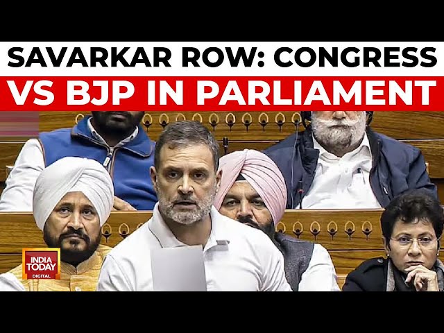 ⁣Parliament Showdown: Rahul Gandhi Invokes Savarkar to Attack BJP on Constitution