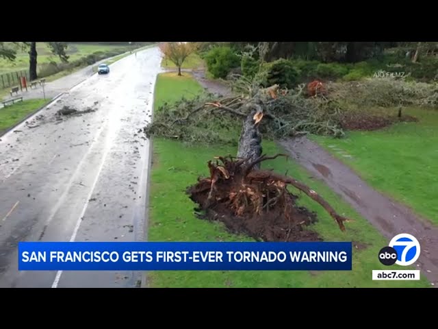 ⁣Storm triggers San Francisco's first-ever tornado warning