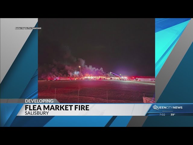 ⁣Firefighters respond to large fire at flea market in Salisbury