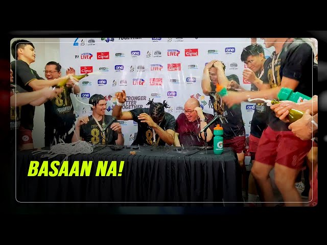 ⁣WATCH: UP's celebration spills into the Araneta press room | ABS-CBN News