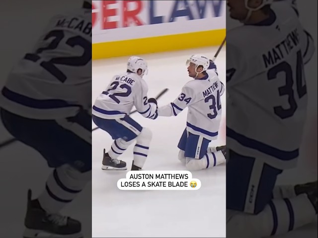 ⁣Auston Matthews Gets Some Help After Losing A Skate Blade 