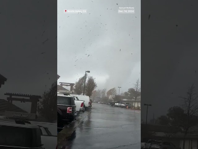 ⁣Video shows rare tornado touch down on California