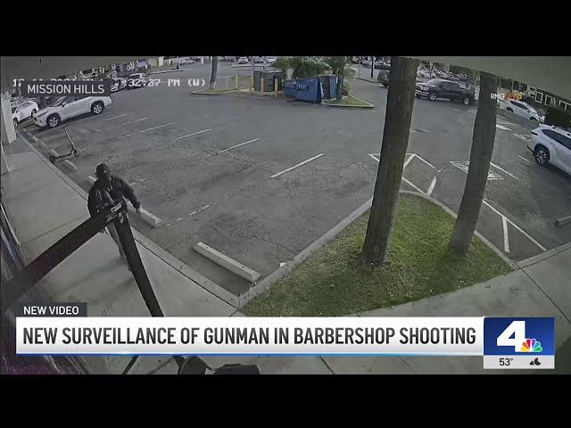 ⁣New surveillance of gunman in barbershop shooting in Mission Hills