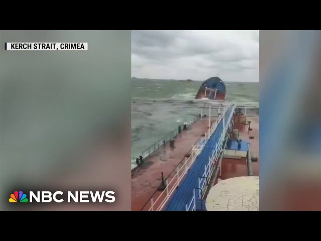 ⁣Russian tankers damaged, one split in two, during storm in strait between Russia and Crimea