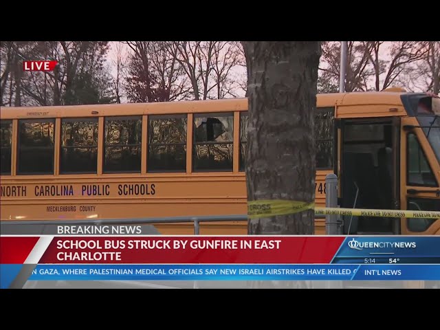 ⁣School bus carrying 30 students struck by gunfire in east Charlotte