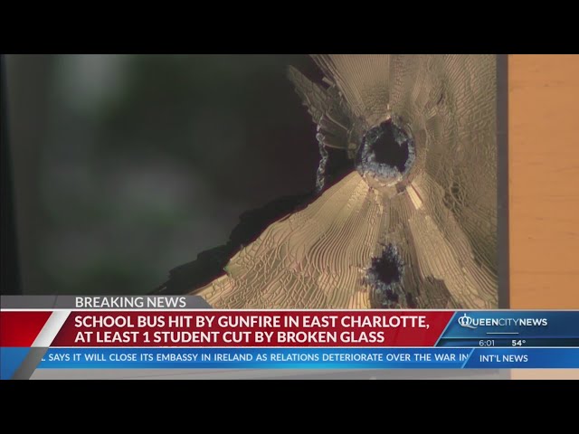 ⁣At least one student injured after gunfire strike school bus in east Charlotte