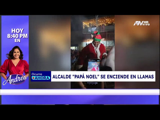 ⁣Tacna: Carro navideño de alcalde vestido de Papá Noel se incendia