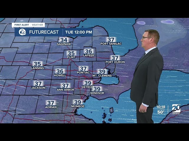 ⁣Cooler Tuesday, snow Wednesday