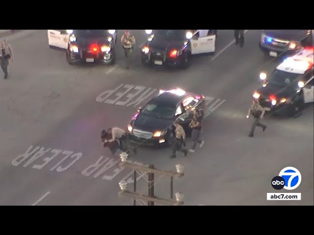 ⁣Man tackled by deputies in North Hollywood after wild chase, standoff