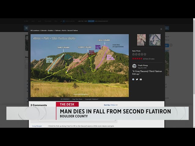 ⁣Man dies in fall from second Flatiron near Boulder