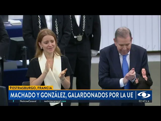 ⁣María Corina Machado y Edmundo González fueron galardonados por el Parlamento Europeo