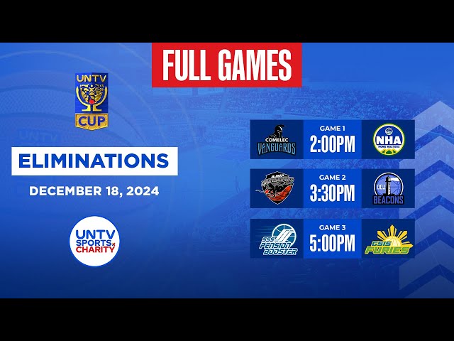 ⁣LIVE FULL GAMES: UNTV Cup Season 11 Eliminations at Amoranto Arena, Quezon City | December 18, 2024