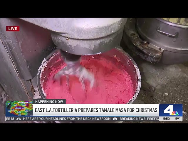 ⁣East LA tortilleria prepares tamale masa for Christmas