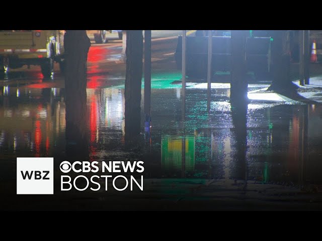 ⁣Lanes remain closed after water main break in Newton Corner