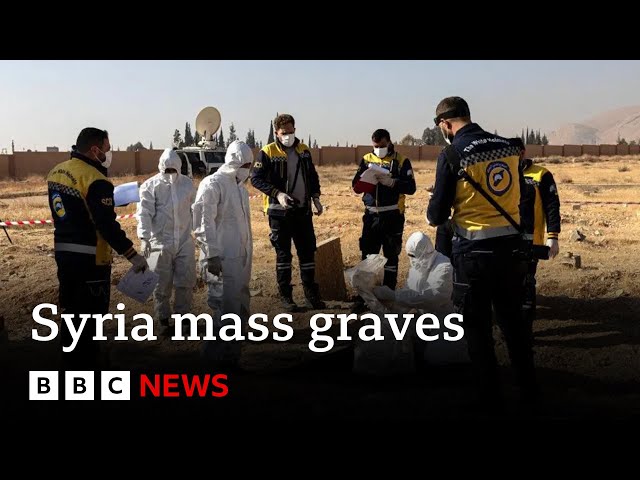 ⁣Syria mass graves: Daunting task of searching for and naming the dead | BBC News