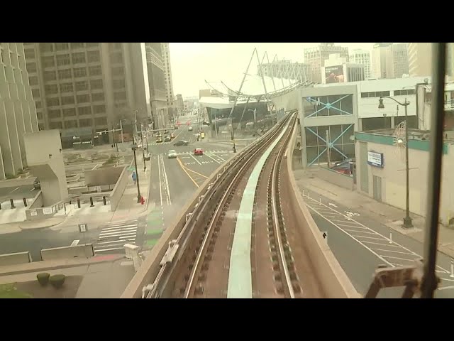 ⁣Ride along on the Detroit People Mover