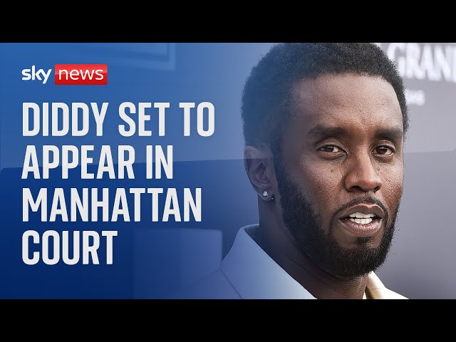 ⁣Outside a court in Manhattan where rapper Sean 'Diddy' Combs is due to appear