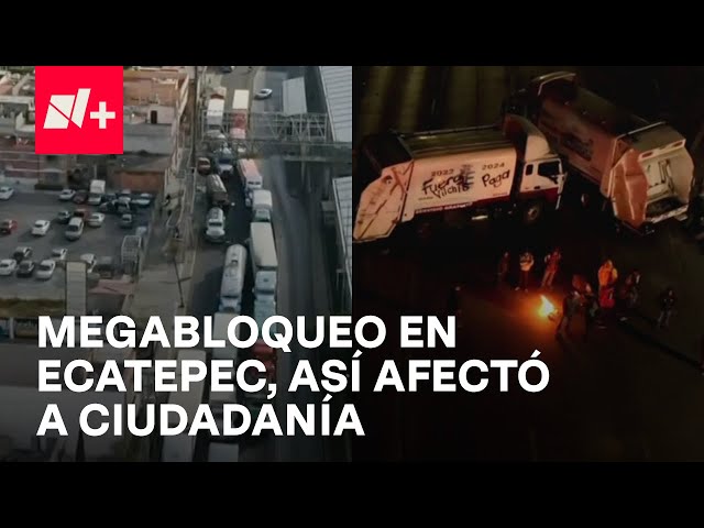 ⁣Bloqueo de trabajadores municipales en Ecatepec desquicia tránsito y enfurece a conductores