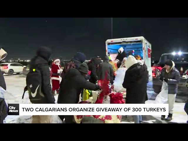 ⁣Two Calgarians organize giveaway of 300 turkeys