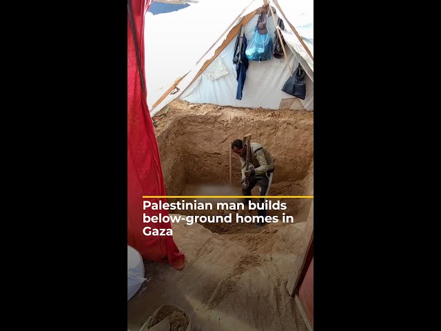 ⁣Palestinian man builds below-ground home for his family in Gaza | AJ#shorts