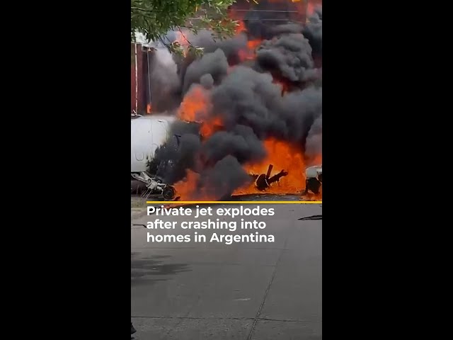 ⁣Private jet crashes into homes in Argentina | AJ #shorts