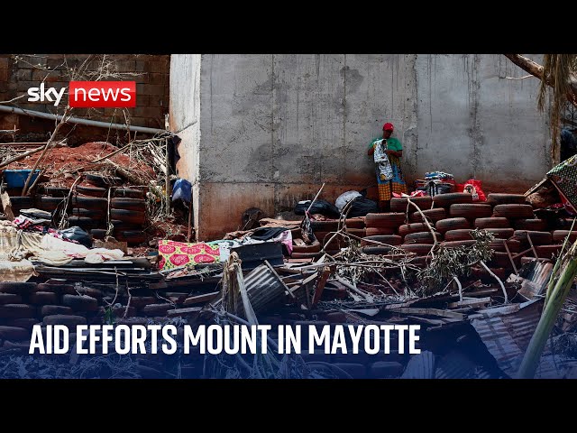 ⁣President Macron visits Mayotte as aid efforts mount after Cyclone Chido