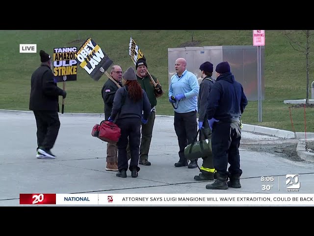 ⁣Amazon workers protest outside fulfillment center as part of nationwide movement