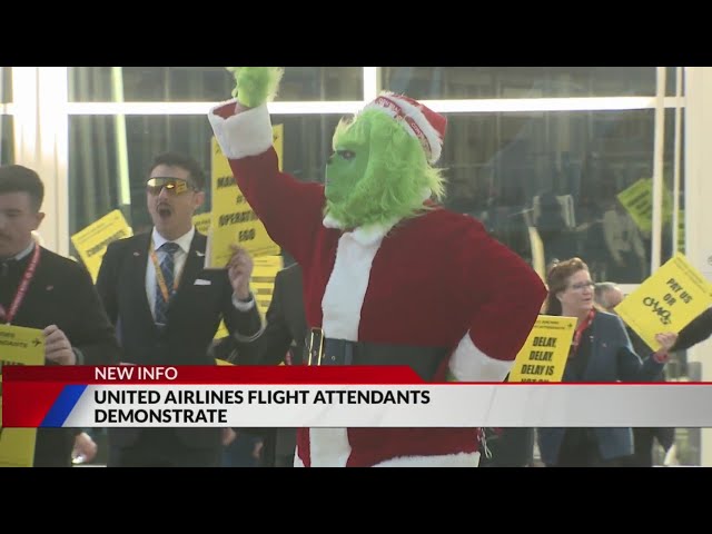 ⁣United Airlines flight attendants hold demonstration at DIA