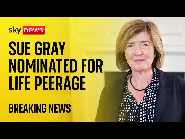 ⁣BREAKING: Sue Gray nominated for life peerage