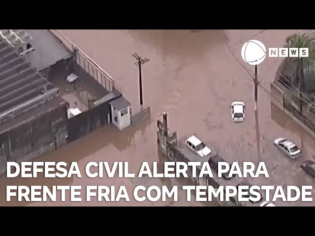 ⁣Defesa Civil de SP alerta para frente fria com tempestades em todo o estado