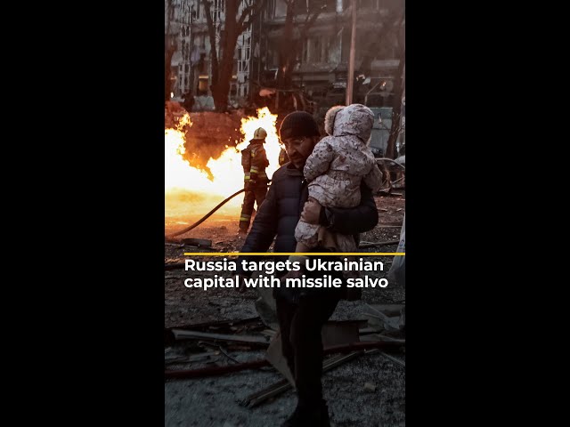 ⁣Russia targets Ukrainian capital with missile salvo | AJ #shorts