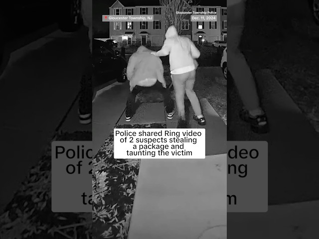 ⁣Poilice shared Ring video of two suspects stealing a package and taunting the victim