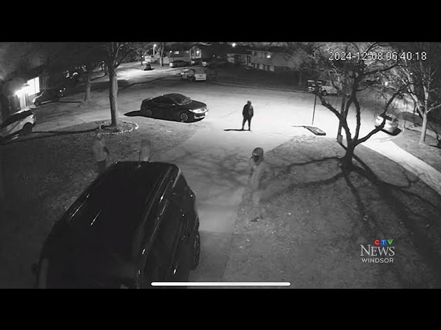 ⁣Video released of four suspects involved in attempted armed car theft in Windsor, Ont.