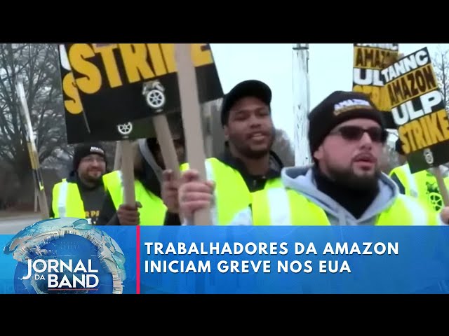 ⁣Trabalhadores da Amazon iniciam greve antes do Natal nos EUA | Jornal da Band