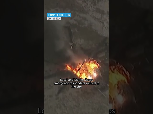 ⁣Military helicopter burns after emergency landing in Camp Pendleton