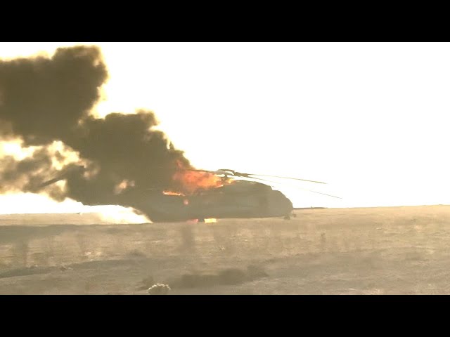 ⁣Military helicopter catches fire, makes emergency landing at Camp Pendleton