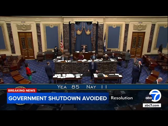 ⁣Senate passes government funding bill, averts shutdown