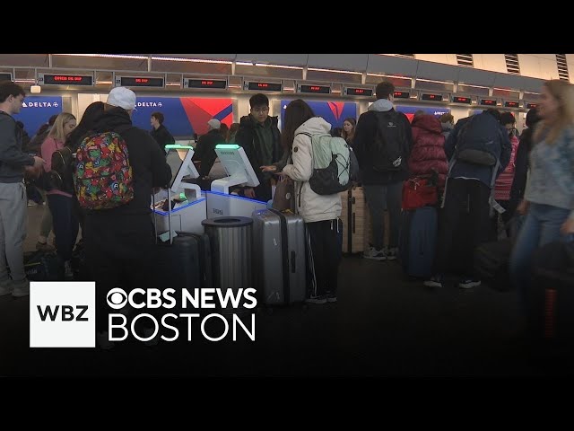 ⁣Holiday travelers face snow, ice delays at Logan Airport