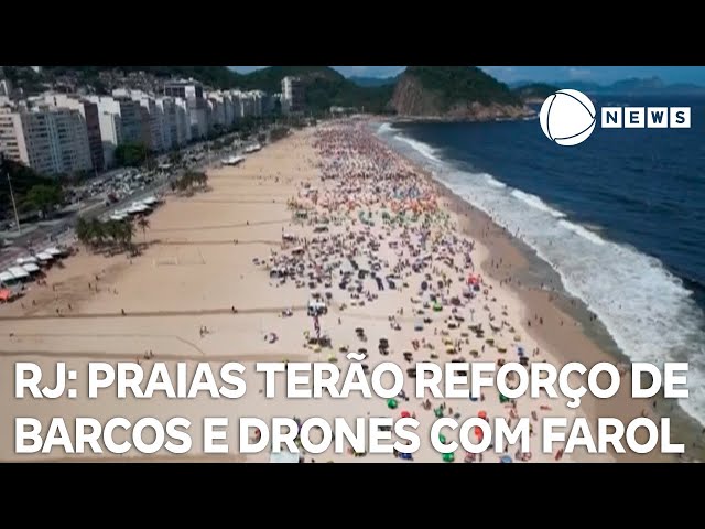 ⁣Praias terão reforço de 43 barcos infláveis e drones com farol de busca no Rio de Janeiro