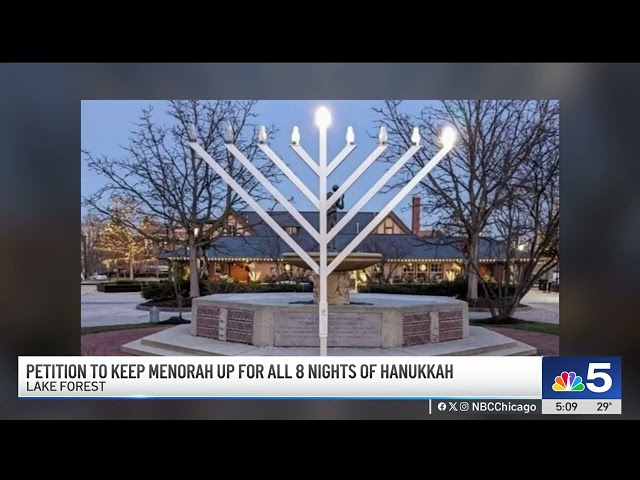 ⁣Residents launch petition to keep Lake Forest menorah up for all 8 nights of Hanukkah