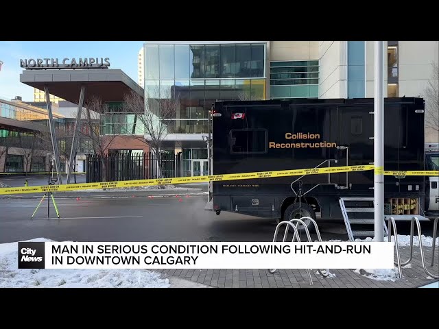 ⁣Man sent to hospital following hit-and-run in downtown Calgary