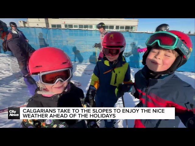 ⁣Calgarians take to the slopes to enjoy the nice weather ahead of the holidays