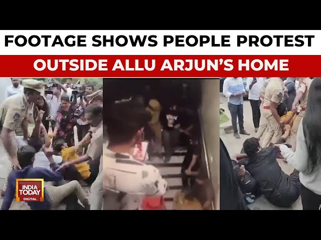 ⁣Protest At Allu Arjun’s House: Osmania University JAC Demands Compensation For Stampede Victim