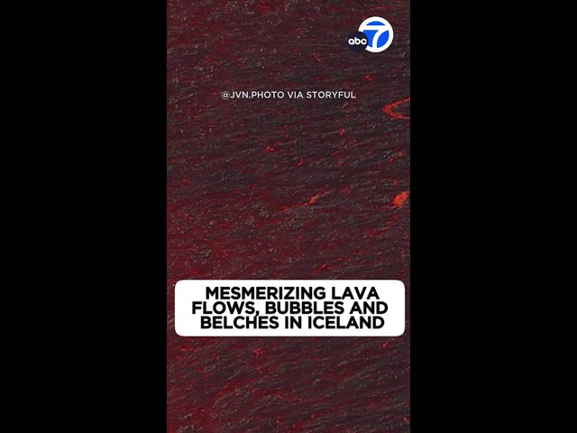 ⁣Mesmerizing lava flows in Iceland bubbles and belches