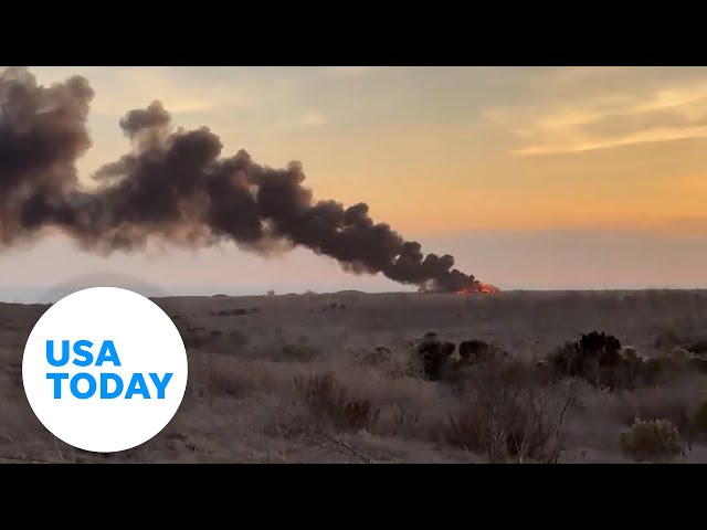 ⁣Watch the moment a military helicopter made a fiery emergency landing