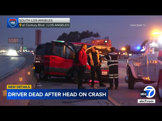 ⁣Man fatally struck by car, Metro bus on 110 Fwy in South LA following separate head-on crash