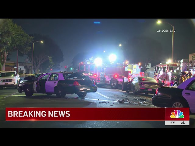 ⁣LAPD officer injured after head-on collision in Hyde Park