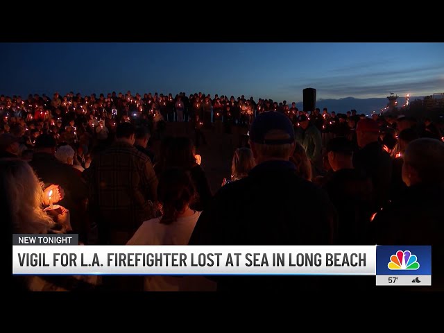 ⁣Vigil for LA firefighter lost at sea in Long Beach